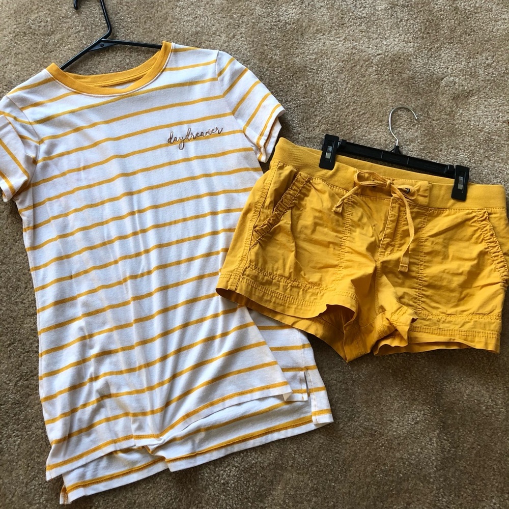 T-shirt and shorts set.